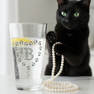 Pet Paw Skriv ut monogrammat glas i hjärtat