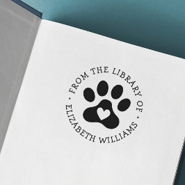 Pet paw-utskrift från bibliotek i bok, lägg till n stämpel