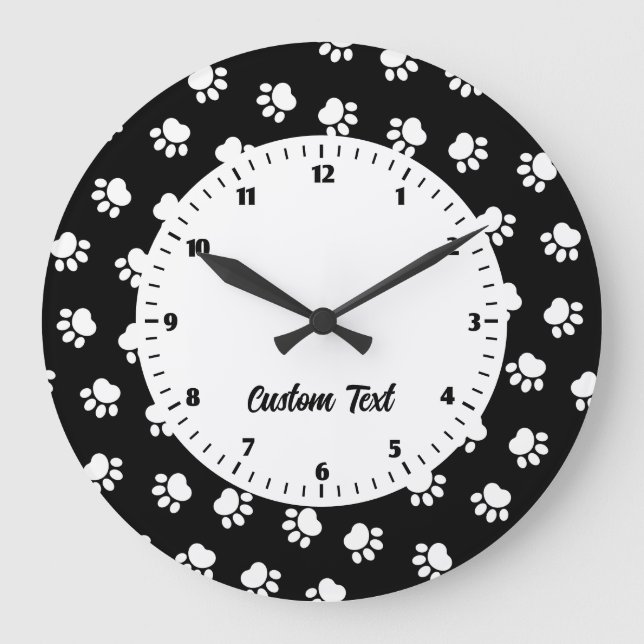 Pet Paws Pattern Large Clock Stor Klocka (Framsida)
