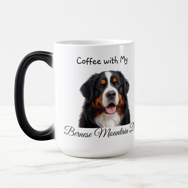   Pet Photo Bernese Mountain Dog  Personalize Magisk Mugg (Vänster)