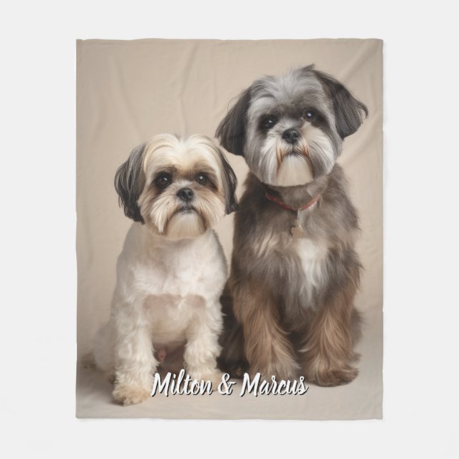 Pet Photo Blanket med namn Cute Memorial Gift Fleecefilt (Framsidan)