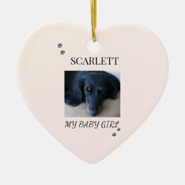 Pet Photo Blush Design with Holiday Paw Prints Julgransprydnad Keramik