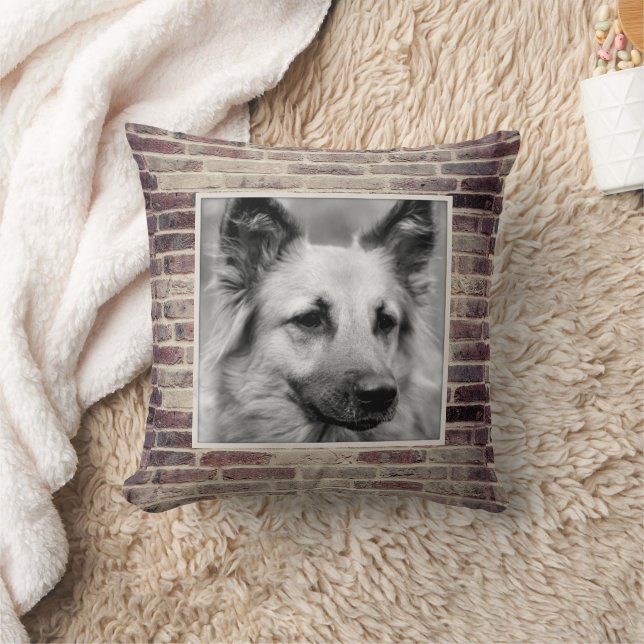 Pet Photo Brickwork accent Pillow Kudde (Filt)