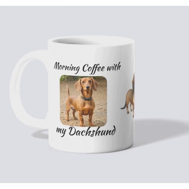 Pet Photo Brown Dachshund Personalize Mugg (Skapare uppladdad)