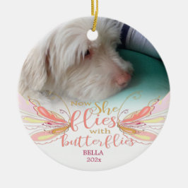 Pet Photo Butterfly Memorial Julgransprydnad Keramik