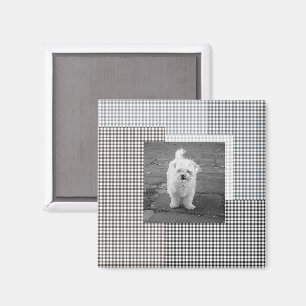 Pet PHOTO Classic Gingham Mönster neutralt chic Magnet