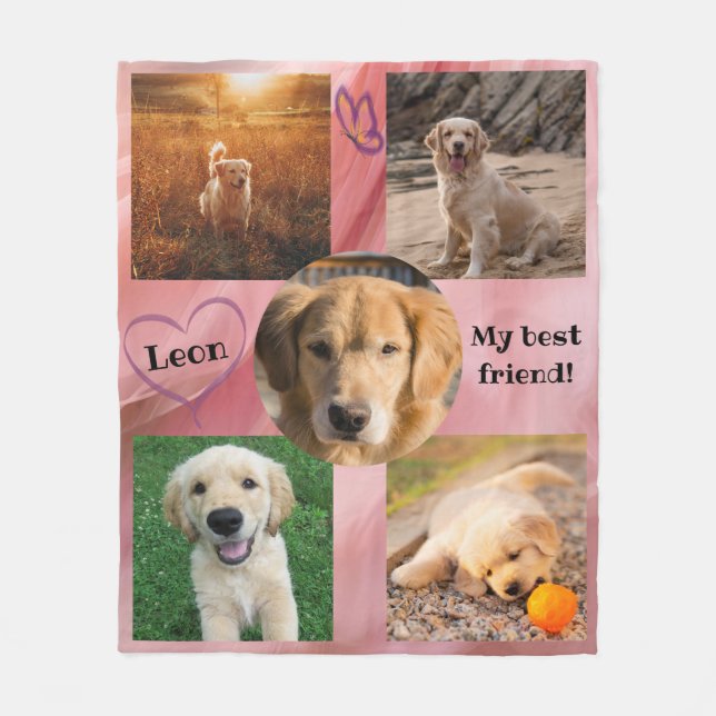 Pet photo collage  - 5 pictures fleecefilt (Framsidan)