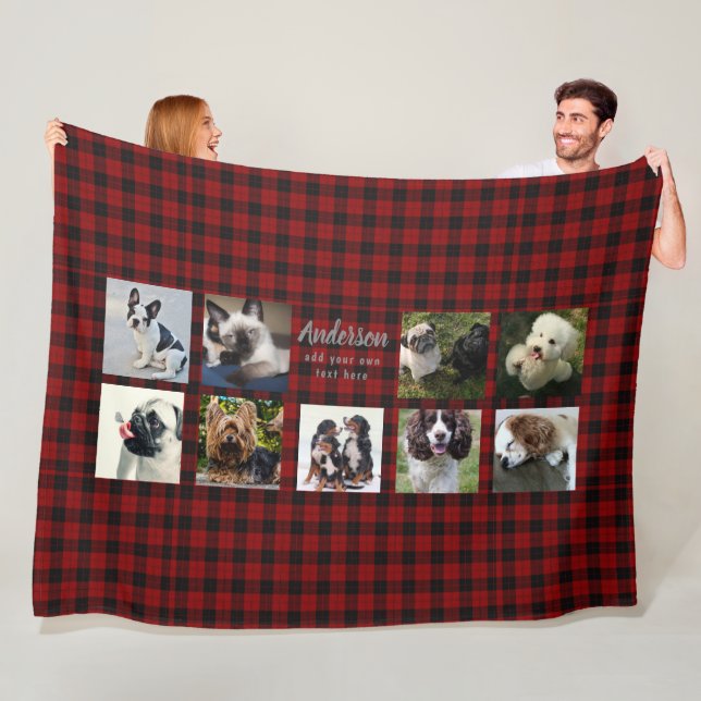 Pet Photo Collage Blanket - Buffalo Play - Minne Fleecefilt (På plats)