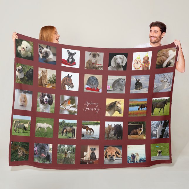 PET Photo Collage Blanket - Keepsak/Memorial Burg Fleecefilt (På plats)