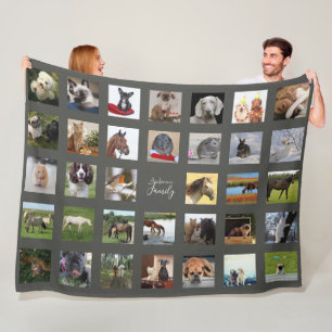 PET Photo Collage Blanket - Keepsak/Memorial Grått Fleecefilt