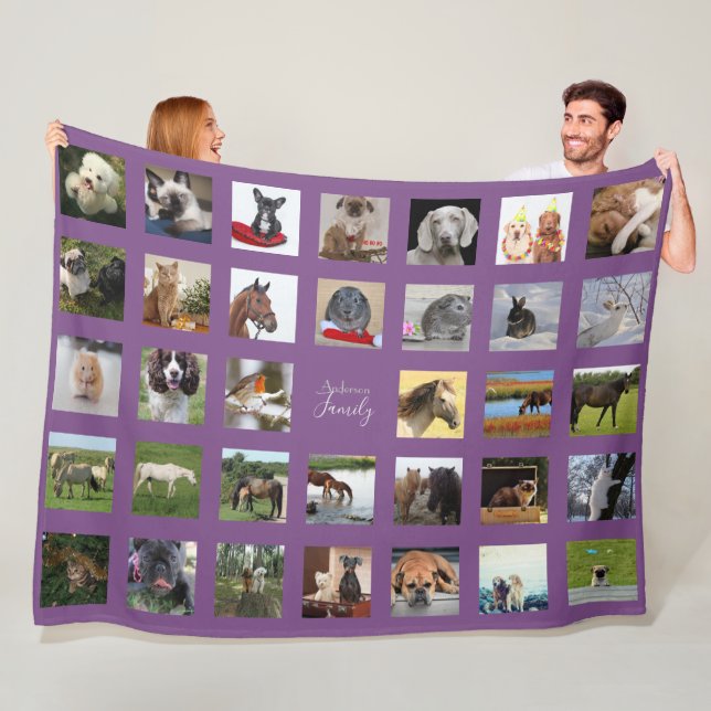 PET Photo Collage Blanket - Keepsak/Memorial Purp Fleecefilt (På plats)
