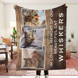 Pet Photo Collage Cat/Hund Memorial Rustic Land Fleecefilt