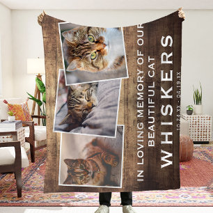 Pet Photo Collage Cat/Hund Memorial Rustic Land Fleecefilt