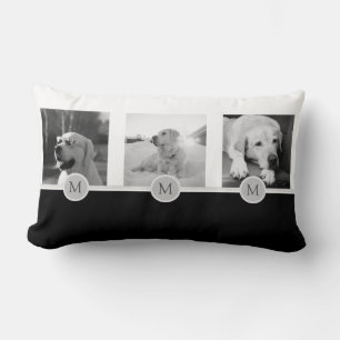 Pet Photo Collage - memorial, Keepsaké Black White Lumbarkudde