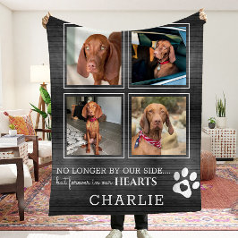 Pet Photo Collage & Sympathy Quote Rustic Hund/Cat Fleecefilt