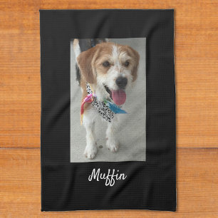 Pet Photo eller Child's Photo & Namn, Customize Bl Kökshandduk