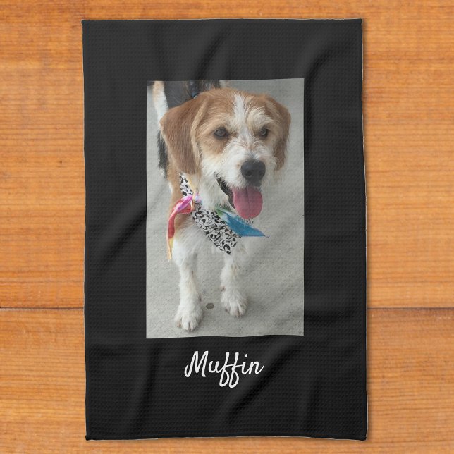 Pet Photo eller Child's Photo & Namn, Customize Bl Kökshandduk (Skapare uppladdad)