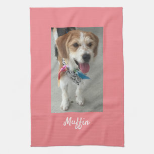 Pet Photo eller Child's Photo & Namn, DIY, Peach Kökshandduk