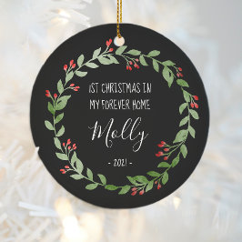 Pet Photo First jul i New Home Black White Julgransprydnad Keramik