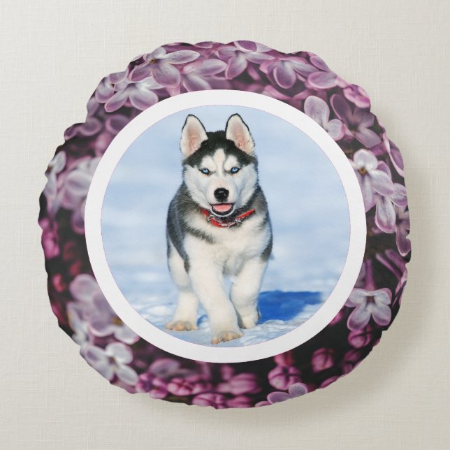 Pet photo - flower background rund kudde (Framsidan)