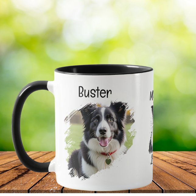 Pet Photo Gräns Collie Personalize Mugg (Front of design. Add your Pets name and Photo)