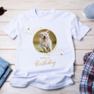 Pet Photo Guld Stars Hund Birthday Personlig T Shirt