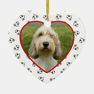 Pet Photo Heart Ram Personlig Julgransprydnad Keramik