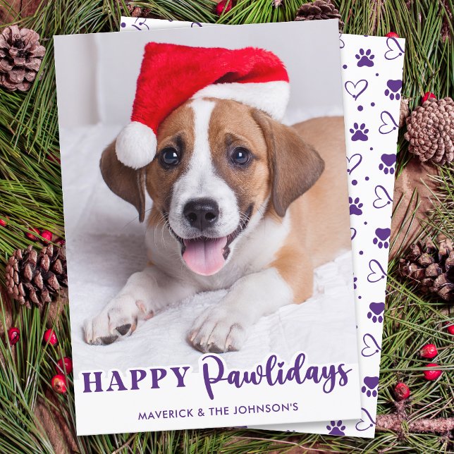 Pet Photo Hund älskare Personlig Lycklig Pawlidays Julkort (Skapare uppladdad)