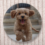 Pet Photo | Hund för uppladdningsklocka för Bild Knapp<br><div class="desc">Anpassningsbarnas fotodesign är din egen mall som innehåller ditt favoritfoto av din hund, katt, sällskapsdjur, baby, barn, familj eller vänner! Det är enkelt att anpassa mallen så att du kan skapa en egen design med din egen bild. Perfektens gåva till en älskad person! Bilden som visas är endast avsedd som...</div>