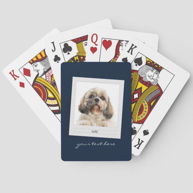 Pet Photo Hundägare Modern Script Birthday Casinokort (Baksidan)