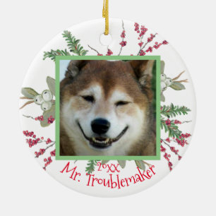 Pet Photo Jul Anpassningsbar Cute Santa Animals Ca Julgransprydnad Keramik