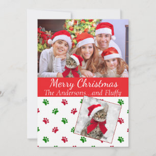 Pet Photo jul Card med Tass avtryck Julkort