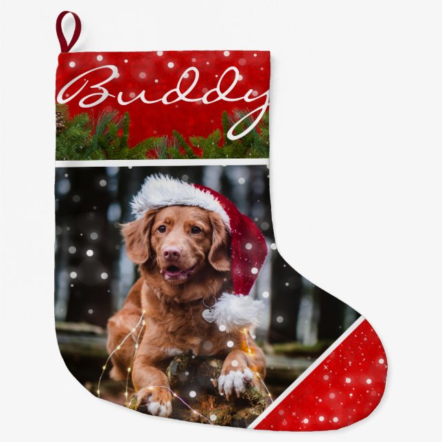 Pet Photo Jul-Personlig Stocking Stor Julstrumpa (Framsidan)
