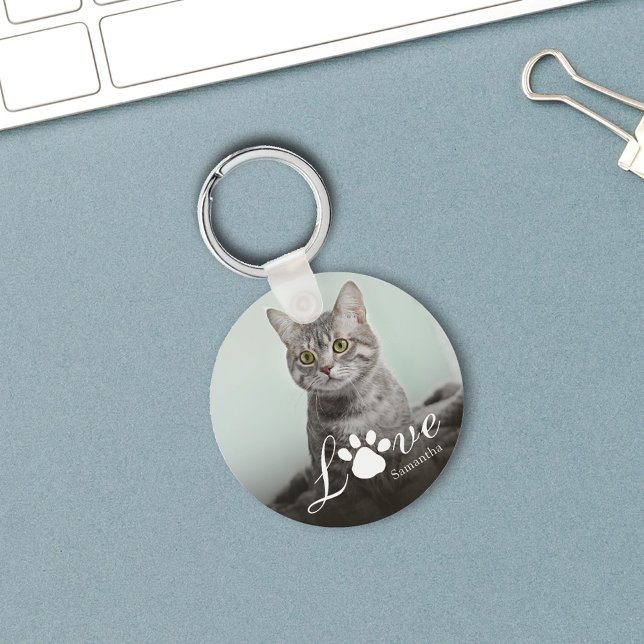 Pet Photo Kärlek Personlig Cute Nyckelring (Kitty Cat Photo Custom Keychain. )