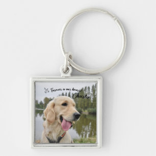 Pet Photo Keepsak Memorial Gift Fyrkantig Silverfärgad Nyckelring