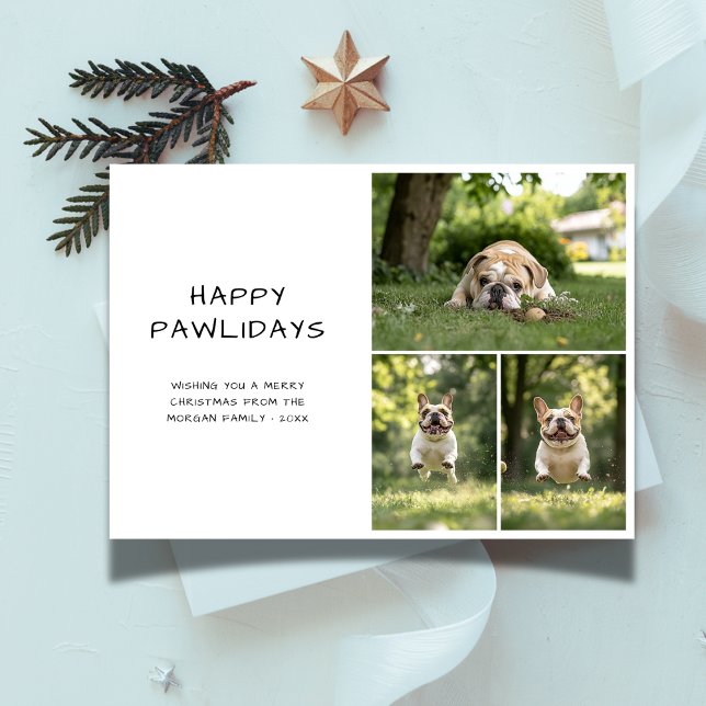 Pet Photo Lycklig Pawlidays Funny BullDog-jul Julkort (Skapare uppladdad)