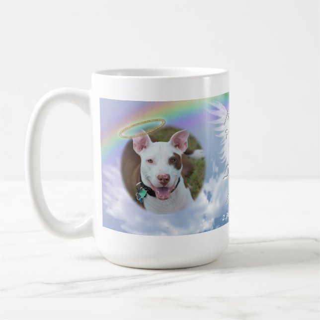 Pet Photo Memorial Rainbow Angel Vingar och Halo Kaffemugg (Vänster)
