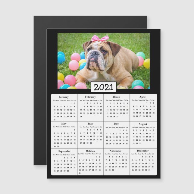 Pet Photo Mini 2021-kalender Magnetisk Inbjudningskort (Fram/baksida)