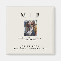 Pet Photo Monogram Cream Spara datumet Bröllop