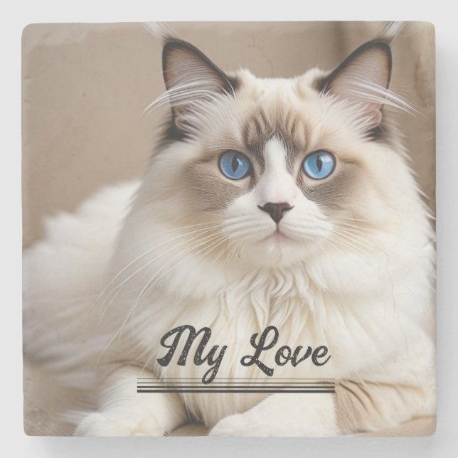 Pet Photo 'My Kärlek' Personalize Stenunderlägg (Framsidan)