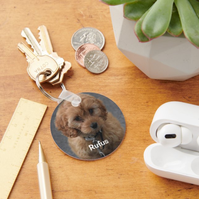 Pet Photo och Namn Personlig Nyckelring (Skrivbord)