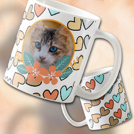 Pet Photo on Hearts Kaffemugg