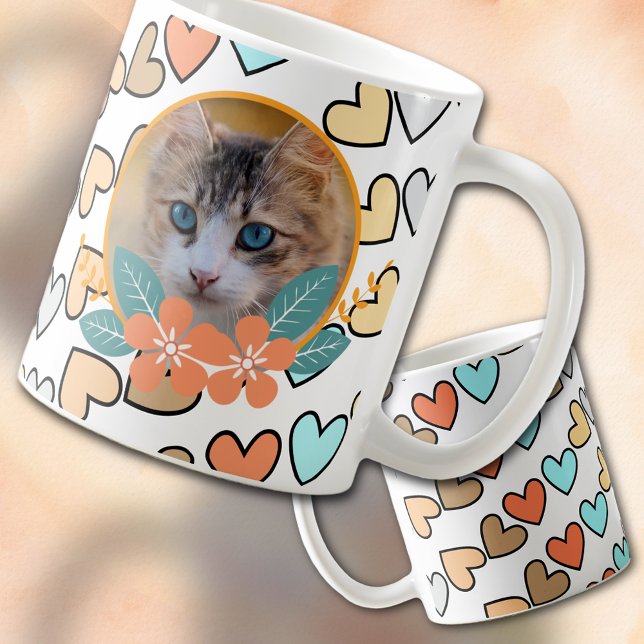 Pet Photo on Hearts Kaffemugg (Skapare uppladdad)