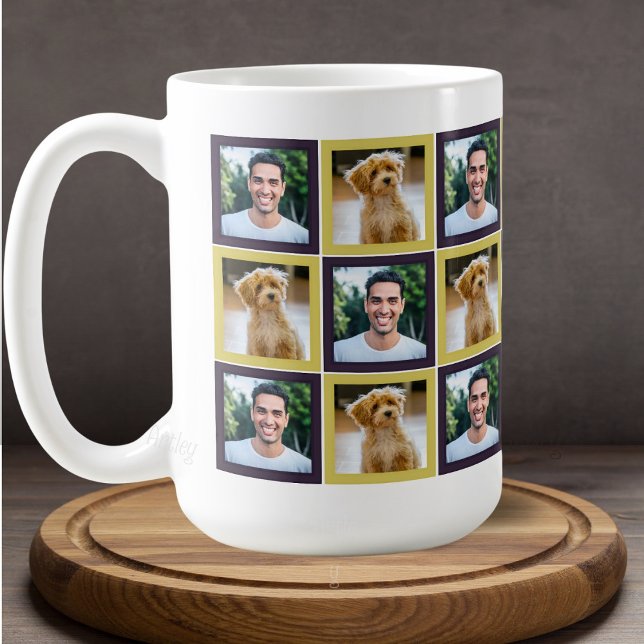 Pet Photo Patchwork Squares Pattern Mom Dad   Kaffemugg (Skapare uppladdad)