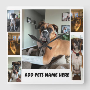Pet Photo Personalize Fyrkantig Klocka