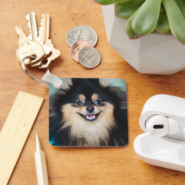 Pet Photo Personalized with Name Dog Lover Nyckelring (Skrivbord)