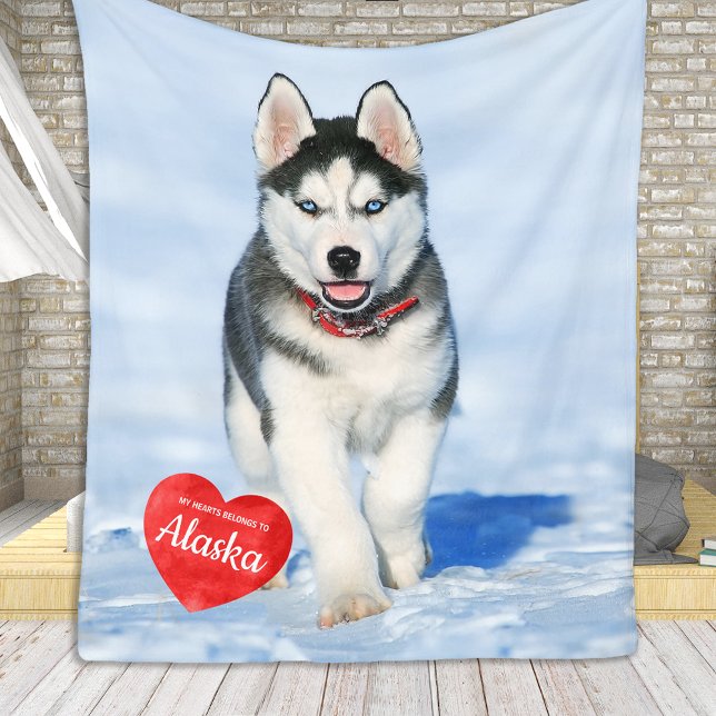 Pet Photo Personlig Simple Chic Hund älskare Fleecefilt (Skapare uppladdad)