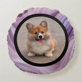 Pet photo - purple colour rund kudde