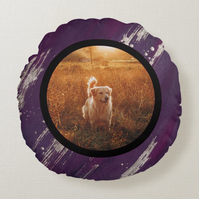 pet photo - purple gold rund kudde (Framsidan)