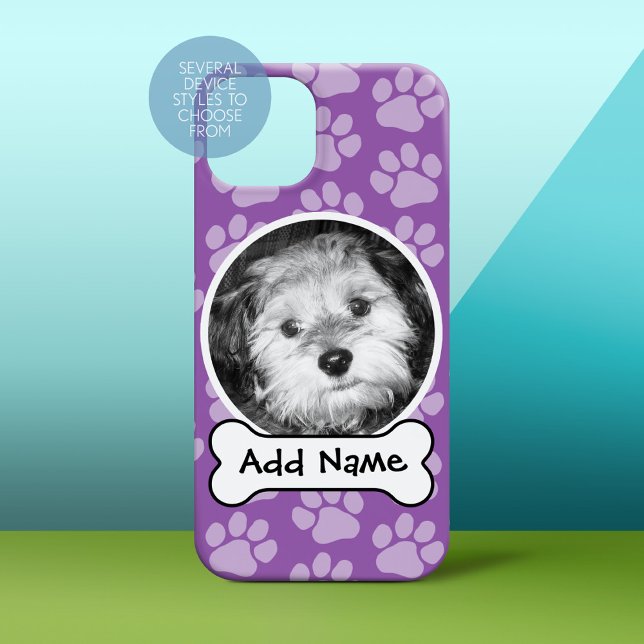 Pet Photo Ram med Tass avtryck och Hund Bone (Personalized Phone Case)